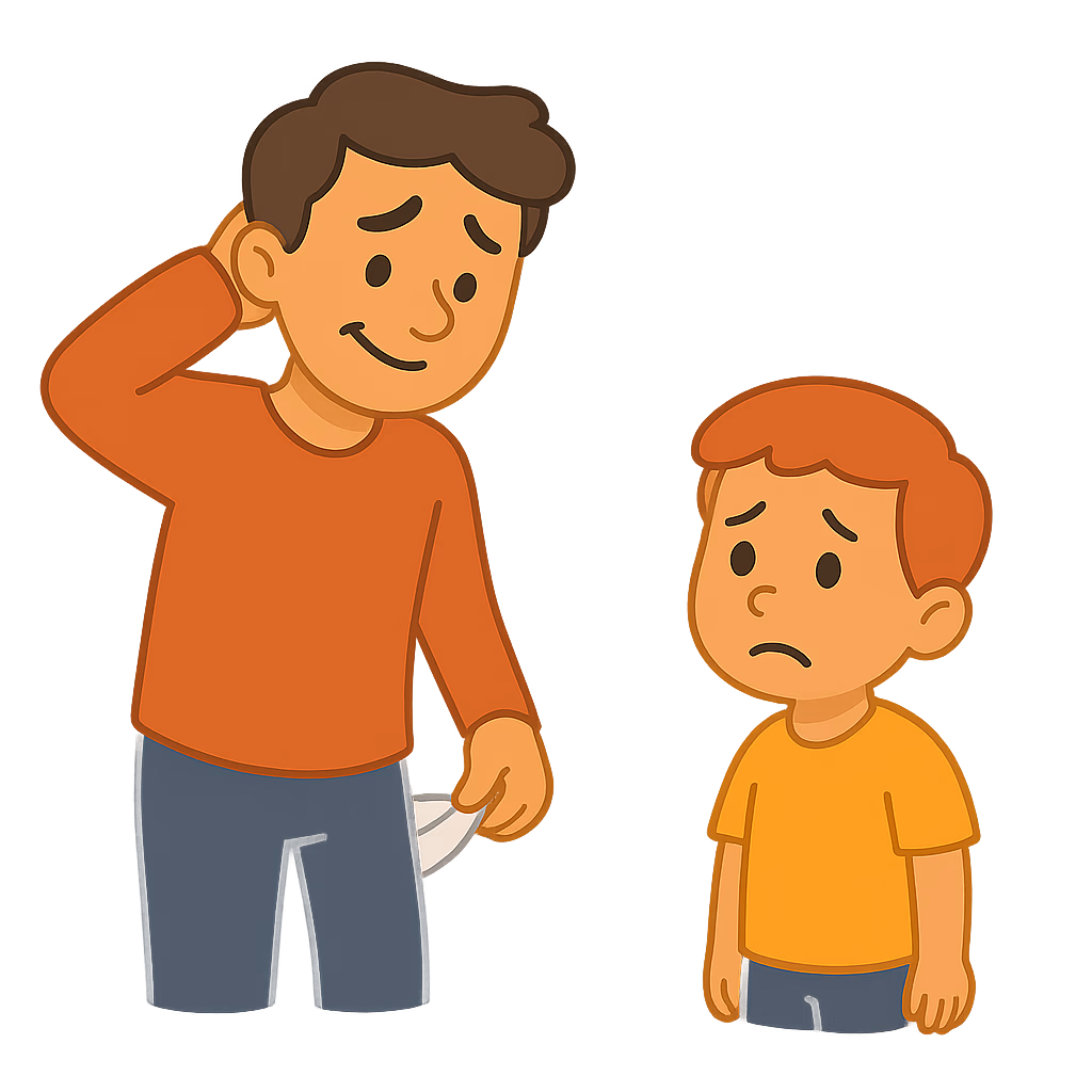 Illustration of parent and child discussing pocket money